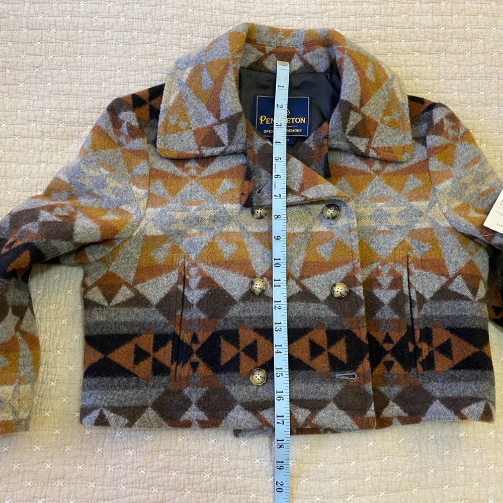 Pendleton Multicolor Geometric Wool Crop Coat NWT - image 12